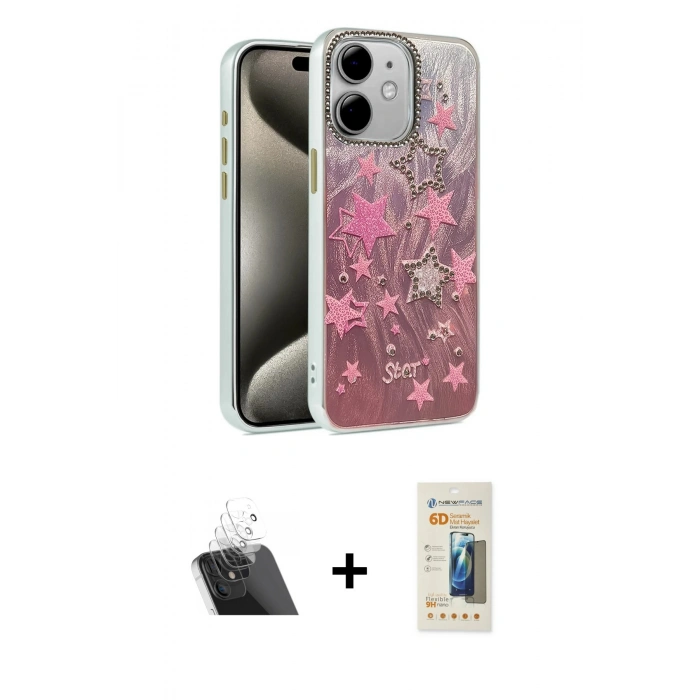 MARSİLYAN™- iPhone 11 Kılıf Zirve Modern Prime - Siyah 6D Mat Seramik Hayalet Nano Ekran Koruyucu + Kamera Lens Koruma Cam - SF