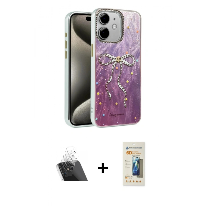 MARSİLYAN™- iPhone 11 Kılıf Zirve Modern Prime - Siyah 6D Mat Seramik Hayalet Nano Ekran Koruyucu + Kamera Lens Koruma Cam - SF