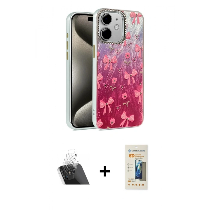 MARSİLYAN™- iPhone 11 Kılıf Zirve Modern Prime - Siyah 6D Mat Seramik Hayalet Nano Ekran Koruyucu + Kamera Lens Koruma Cam - SF