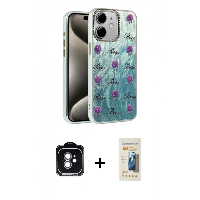 MARSİLYAN™- iPhone 11 Kılıf Zirve Modern Prime - Siyah 6D Mat Seramik Hayalet Nano Ekran Koruyucu + PVD Metal Kamera Lens - YL