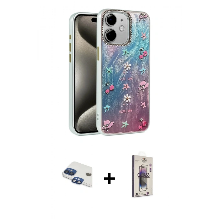 MARSİLYAN™- iPhone 11 Kılıf Zirve Modern Prime - Siyah Bilvis 3D Cam Ekran Koruyucu + Pers Alüminyum Kamera Lens - LT
