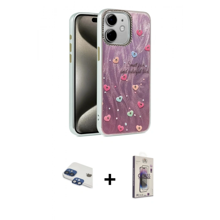MARSİLYAN™- iPhone 11 Kılıf Zirve Modern Prime - Siyah Bilvis 3D Cam Ekran Koruyucu + Pers Alüminyum Kamera Lens - LT