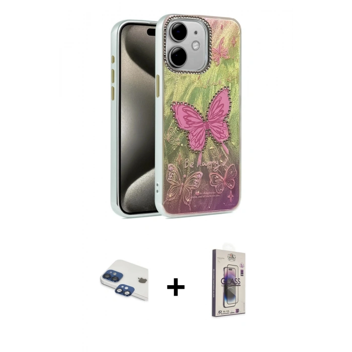 MARSİLYAN™- iPhone 11 Kılıf Zirve Modern Prime - Siyah Bilvis 3D Cam Ekran Koruyucu + Pers Alüminyum Kamera Lens - LT
