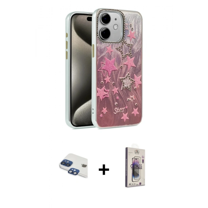 MARSİLYAN™- iPhone 11 Kılıf Zirve Modern Prime - Siyah Bilvis 3D Cam Ekran Koruyucu + Pers Alüminyum Kamera Lens - LT