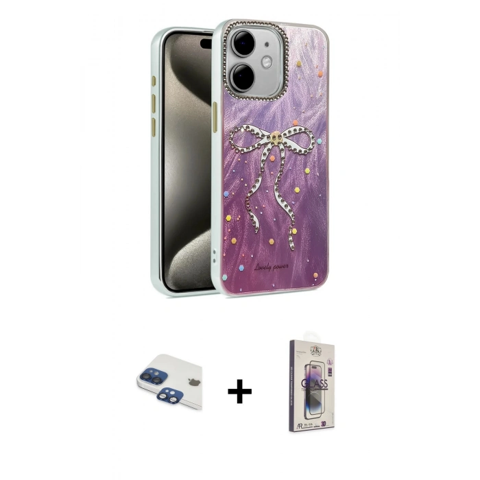 MARSİLYAN™- iPhone 11 Kılıf Zirve Modern Prime - Siyah Bilvis 3D Cam Ekran Koruyucu + Pers Alüminyum Kamera Lens - LT