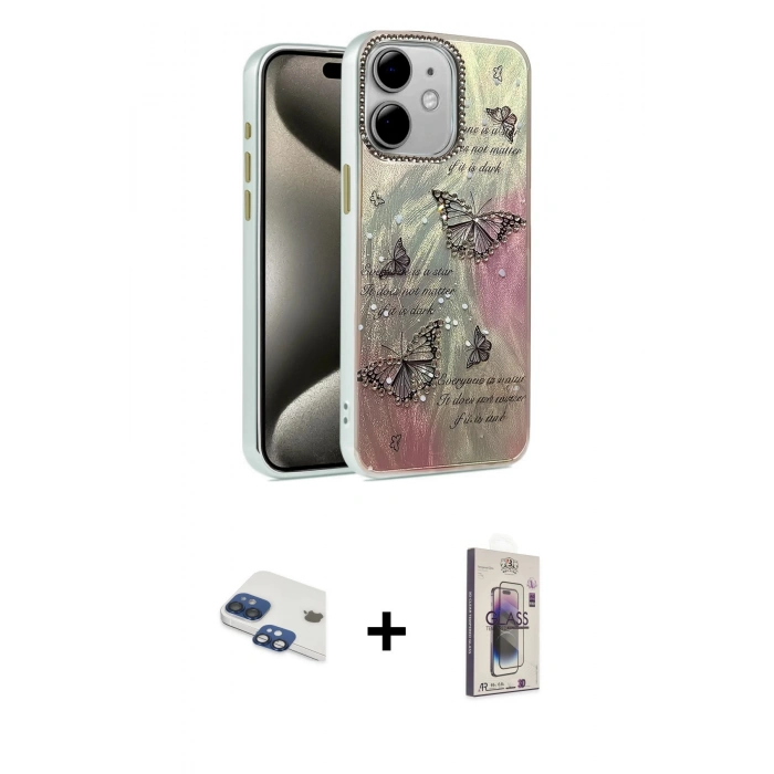 MARSİLYAN™- iPhone 11 Kılıf Zirve Modern Prime - Siyah Bilvis 3D Cam Ekran Koruyucu + Pers Alüminyum Kamera Lens - LT