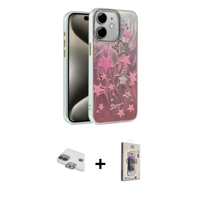 MARSİLYAN™- iPhone 11 Kılıf Zirve Modern Prime - Siyah Bilvis 3D Cam Ekran Koruyucu + Pers Alüminyum Kamera Lens - YL