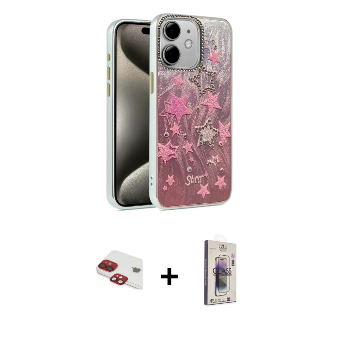 MARSİLYAN™- iPhone 11 Kılıf Zirve Modern Prime - Siyah Bilvis 3D Cam Ekran Koruyucu + Pers Alüminyum Kamera Lens - KI