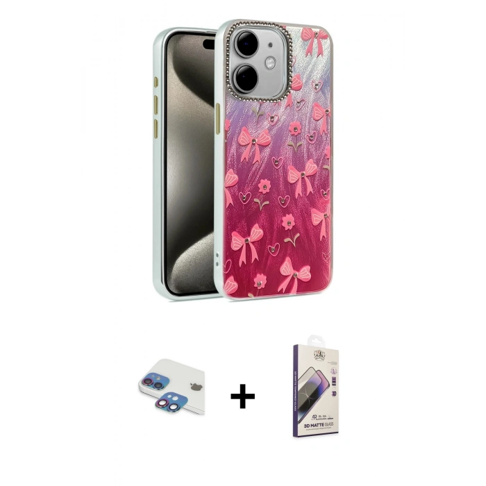 MARSİLYAN™- iPhone 11 Kılıf Zirve Modern Prime - Siyah Bilvis 3D Mat Cam Ekran Koruyucu + Pers Alüminyum Kamera Lens - GI