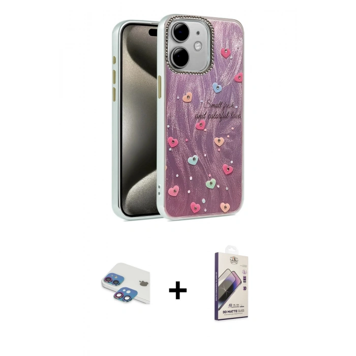MARSİLYAN™- iPhone 11 Kılıf Zirve Modern Prime - Siyah Bilvis 3D Mat Cam Ekran Koruyucu + Pers Alüminyum Kamera Lens - GI