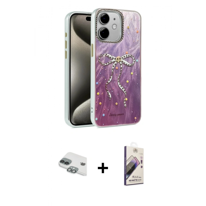 MARSİLYAN™- iPhone 11 Kılıf Zirve Modern Prime - Siyah Bilvis 3D Mat Cam Ekran Koruyucu + Pers Alüminyum Kamera Lens - YL