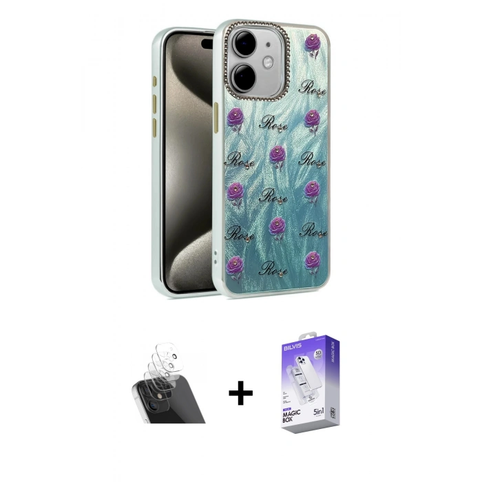 MARSİLYAN™- iPhone 11 Kılıf Zirve Modern Prime - Siyah Bilvis 5in1 3D Magic Cam Ekran Koruyucu + Kamera Lens Koruma Cam - SF