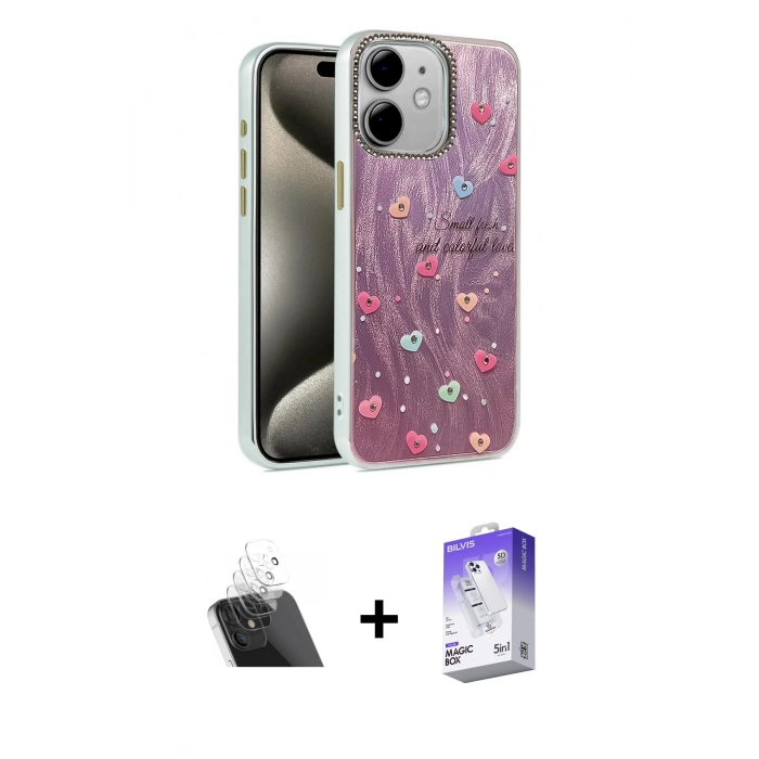MARSİLYAN™- iPhone 11 Kılıf Zirve Modern Prime - Siyah Bilvis 5in1 3D Magic Cam Ekran Koruyucu + Kamera Lens Koruma Cam - SF