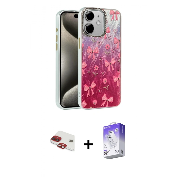 MARSİLYAN™- iPhone 11 Kılıf Zirve Modern Prime - Siyah Bilvis 5in1 3D Magic Cam Ekran Koruyucu + Pers Alüminyum Kamera Lens - KI