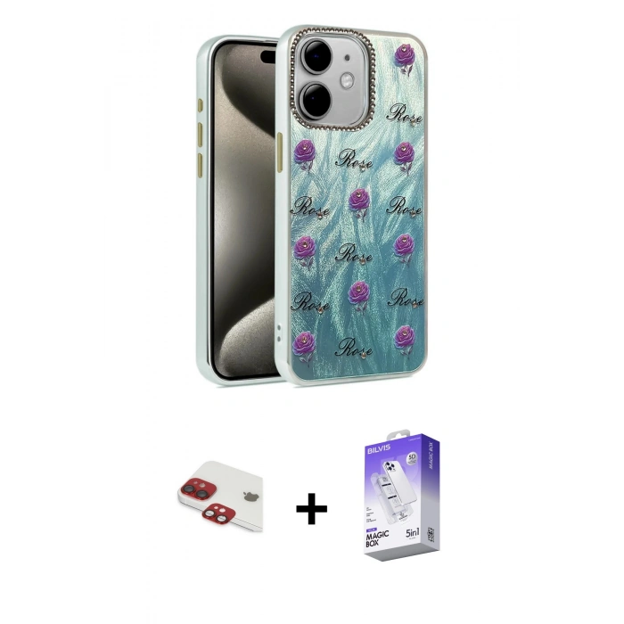MARSİLYAN™- iPhone 11 Kılıf Zirve Modern Prime - Siyah Bilvis 5in1 3D Magic Cam Ekran Koruyucu + Pers Alüminyum Kamera Lens - KI
