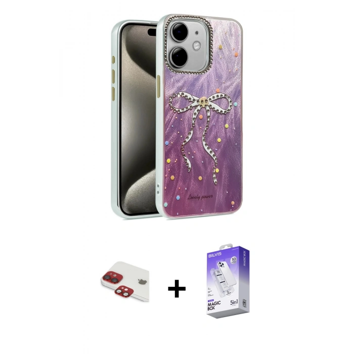 MARSİLYAN™- iPhone 11 Kılıf Zirve Modern Prime - Siyah Bilvis 5in1 3D Magic Cam Ekran Koruyucu + Pers Alüminyum Kamera Lens - KI