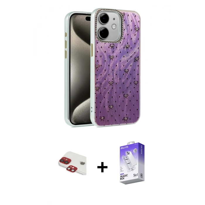 MARSİLYAN™- iPhone 11 Kılıf Zirve Modern Prime - Siyah Bilvis 5in1 3D Magic Cam Ekran Koruyucu + Pers Alüminyum Kamera Lens - KI