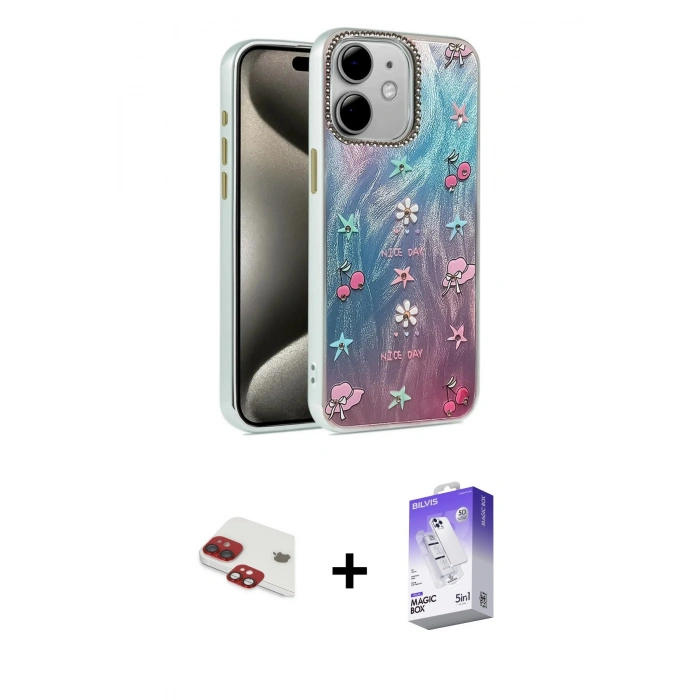 MARSİLYAN™- iPhone 11 Kılıf Zirve Modern Prime - Siyah Bilvis 5in1 3D Magic Cam Ekran Koruyucu + Pers Alüminyum Kamera Lens - KI