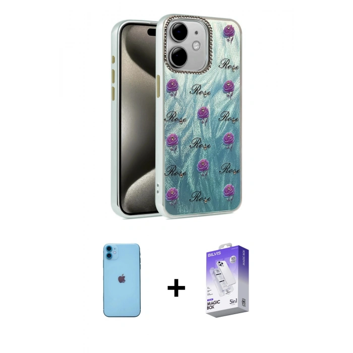 MARSİLYAN™- iPhone 11 Kılıf Zirve Modern Prime - Siyah Bilvis 5in1 3D Magic Cam Ekran Koruyucu + Neon Fosforlu Kamera Lens - MI