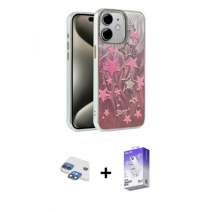 MARSİLYAN™- iPhone 11 Kılıf Zirve Modern Prime - Siyah Bilvis 5in1 3D Magic Cam Ekran Koruyucu + Pers Alüminyum Kamera Lens - GI