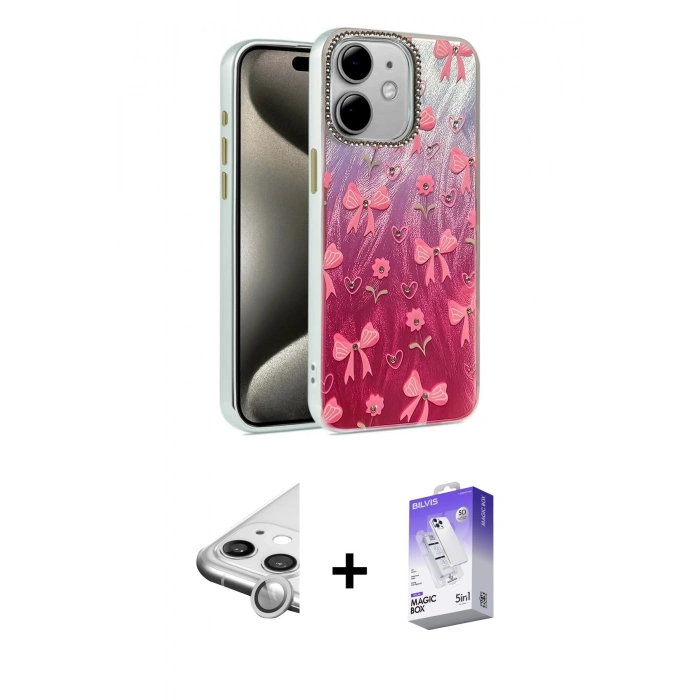 MARSİLYAN™- iPhone 11 Kılıf Zirve Modern Prime - Siyah Bilvis 5in1 3D Magic Cam Ekran Koruyucu + Raze Metal Kamera Lens - GS