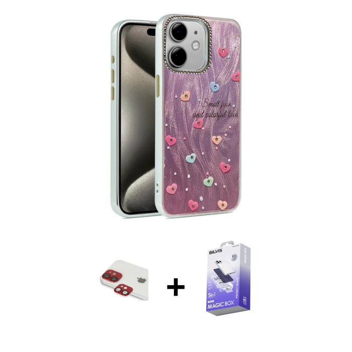 MARSİLYAN™- iPhone 11 Kılıf Zirve Modern Prime - Siyah Bilvis 5in1 5D Magic Hayalet Cam Ekran Koruyucu + Pers Alüminyum Kamera Lens - KI