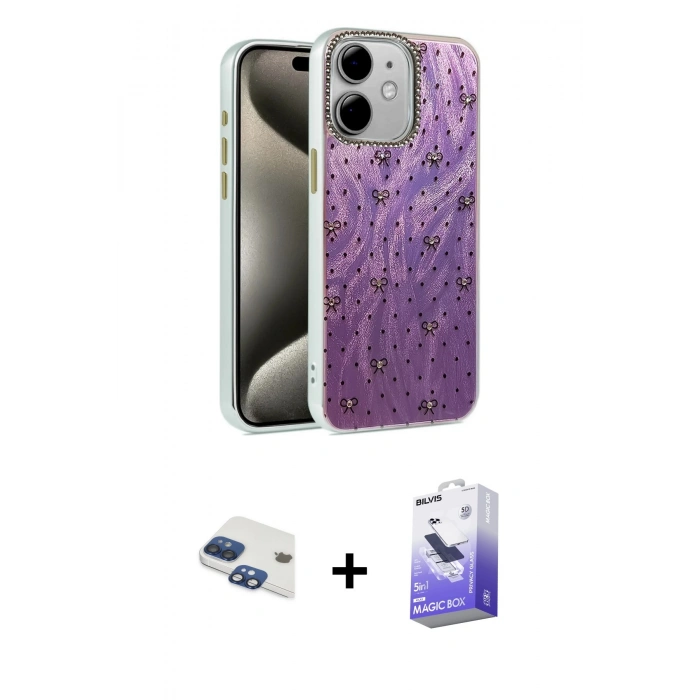 MARSİLYAN™- iPhone 11 Kılıf Zirve Modern Prime - Siyah Bilvis 5in1 5D Magic Hayalet Cam Ekran Koruyucu + Pers Alüminyum Kamera Lens - LT