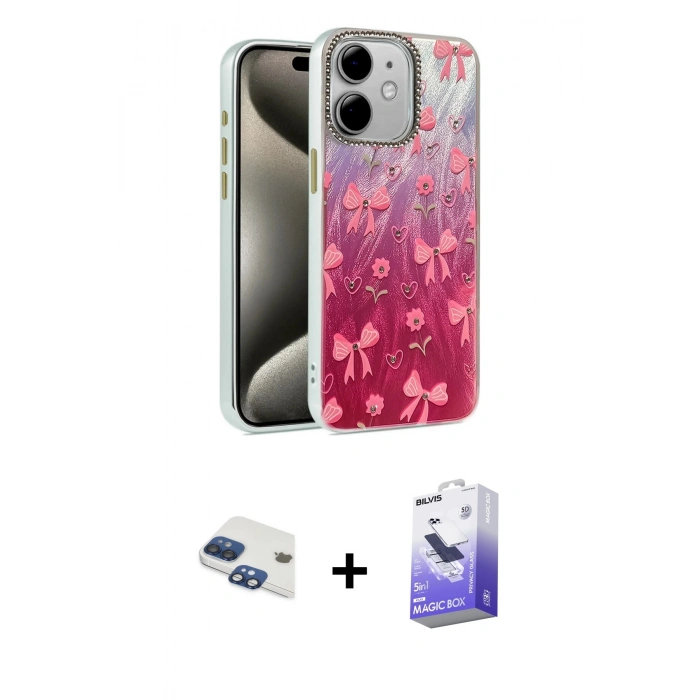 MARSİLYAN™- iPhone 11 Kılıf Zirve Modern Prime - Siyah Bilvis 5in1 5D Magic Hayalet Cam Ekran Koruyucu + Pers Alüminyum Kamera Lens - LT