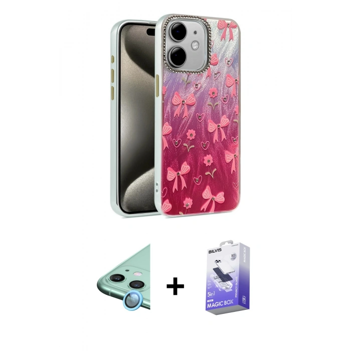 MARSİLYAN™- iPhone 11 Kılıf Zirve Modern Prime - Siyah Bilvis 5in1 5D Magic Hayalet Cam Ekran Koruyucu + Raze Metal Kamera Lens - MI