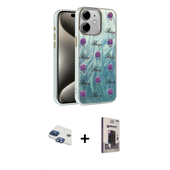 MARSİLYAN™- iPhone 11 Kılıf Zirve Modern Prime - Siyah Bilvis Hayalet Cam Ekran Koruyucu + Pers Alüminyum Kamera Lens - LT