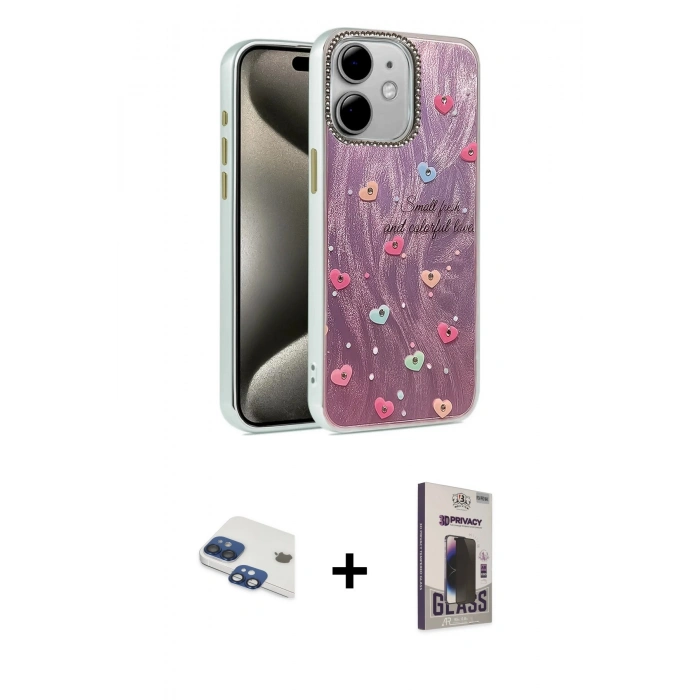 MARSİLYAN™- iPhone 11 Kılıf Zirve Modern Prime - Siyah Bilvis Hayalet Cam Ekran Koruyucu + Pers Alüminyum Kamera Lens - LT