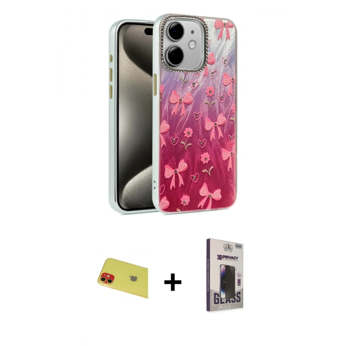 MARSİLYAN™- iPhone 11 Kılıf Zirve Modern Prime - Siyah Bilvis Hayalet Cam Ekran Koruyucu + Rainbow Kamera Lens Koruma Cam - KI