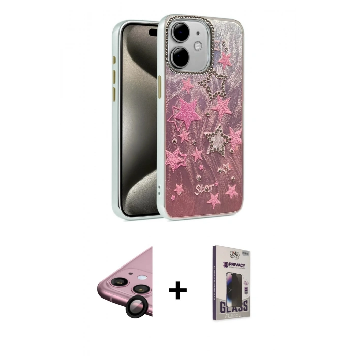 MARSİLYAN™- iPhone 11 Kılıf Zirve Modern Prime - Siyah Bilvis Hayalet Cam Ekran Koruyucu + Raze Metal Kamera Lens - SH