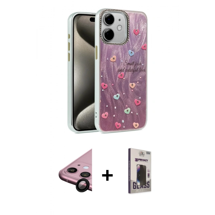 MARSİLYAN™- iPhone 11 Kılıf Zirve Modern Prime - Siyah Bilvis Hayalet Cam Ekran Koruyucu + Raze Metal Kamera Lens - SH