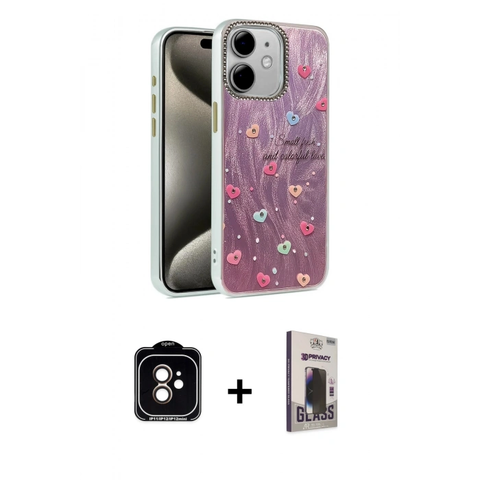 MARSİLYAN™- iPhone 11 Kılıf Zirve Modern Prime - Siyah Bilvis Hayalet Cam Ekran Koruyucu + PVD Metal Kamera Lens - TU