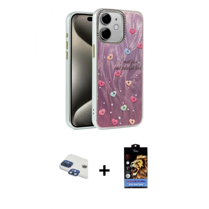 MARSİLYAN™- iPhone 11 Kılıf Zirve Modern Prime - Siyah Buffer Hayalet Cam Ekran Koruyucu + Pers Alüminyum Kamera Lens - LT