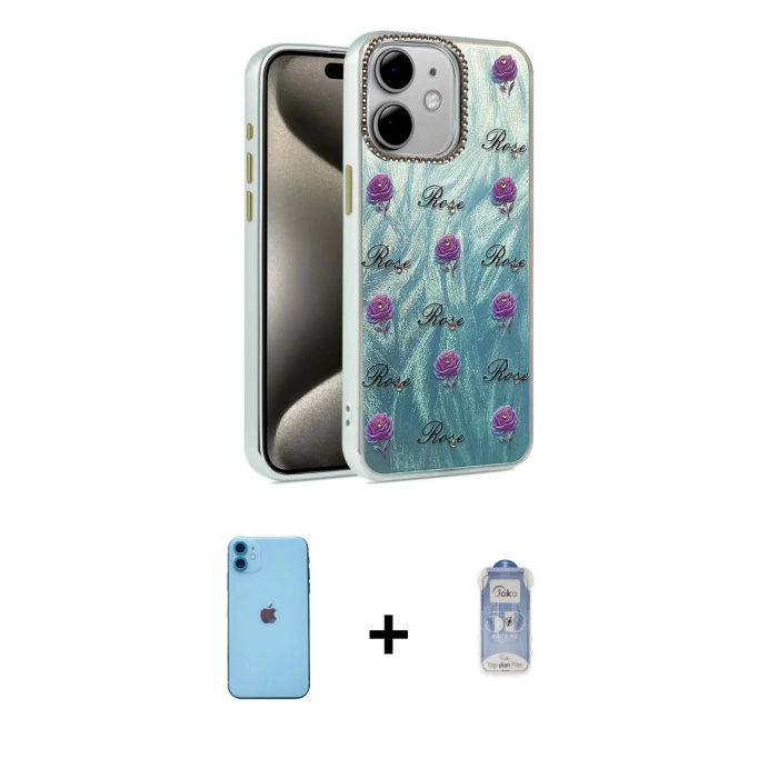 MARSİLYAN™- iPhone 11 Kılıf Zirve Modern Prime - Siyah Joko Magic 5D Cam + Neon Fosforlu Kamera Lens - MI