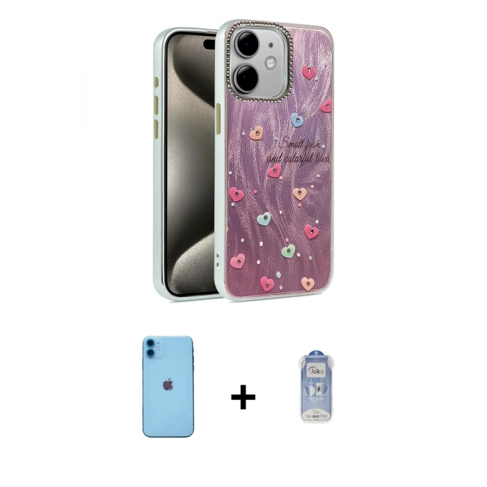 MARSİLYAN™- iPhone 11 Kılıf Zirve Modern Prime - Siyah Joko Magic 5D Cam + Neon Fosforlu Kamera Lens - MI