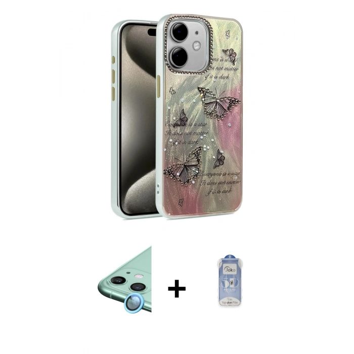 MARSİLYAN™- iPhone 11 Kılıf Zirve Modern Prime - Siyah Joko Magic 5D Cam + Raze Metal Kamera Lens - MI