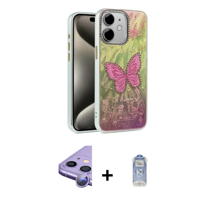 MARSİLYAN™- iPhone 11 Kılıf Zirve Modern Prime - Siyah Joko Magic 5D Cam + Raze Metal Kamera Lens - MR