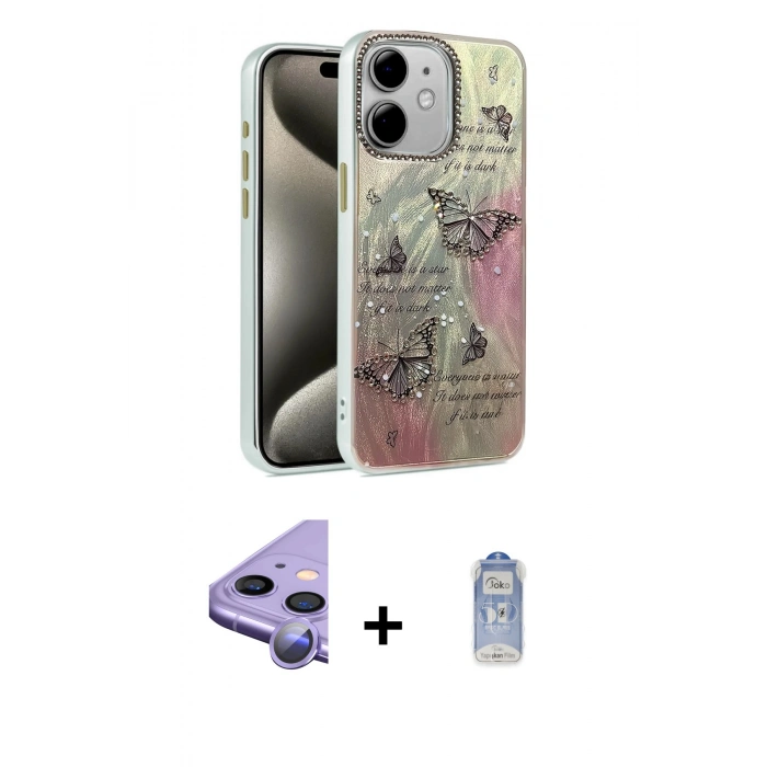 MARSİLYAN™- iPhone 11 Kılıf Zirve Modern Prime - Siyah Joko Magic 5D Cam + Raze Metal Kamera Lens - MR