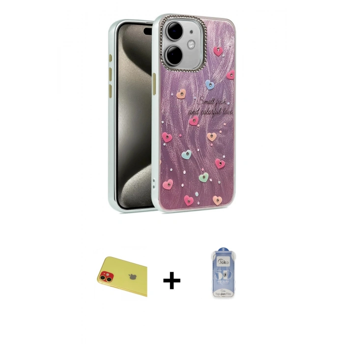 MARSİLYAN™- iPhone 11 Kılıf Zirve Modern Prime - Siyah Joko Magic 5D Cam + Rainbow Kamera Lens Koruma Cam - KI