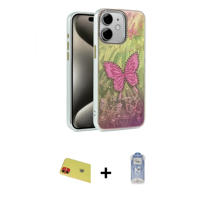 MARSİLYAN™- iPhone 11 Kılıf Zirve Modern Prime - Siyah Joko Magic 5D Cam + Rainbow Kamera Lens Koruma Cam - KI