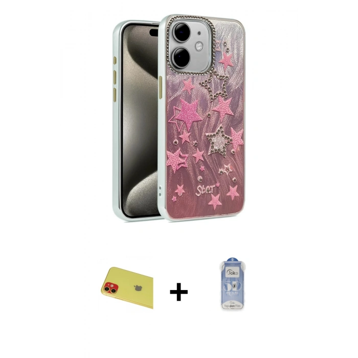 MARSİLYAN™- iPhone 11 Kılıf Zirve Modern Prime - Siyah Joko Magic 5D Cam + Rainbow Kamera Lens Koruma Cam - KI
