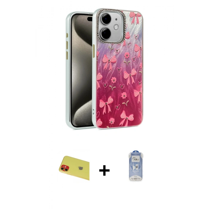 MARSİLYAN™- iPhone 11 Kılıf Zirve Modern Prime - Siyah Joko Magic 5D Cam + Rainbow Kamera Lens Koruma Cam - KI