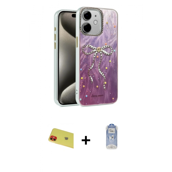 MARSİLYAN™- iPhone 11 Kılıf Zirve Modern Prime - Siyah Joko Magic 5D Cam + Rainbow Kamera Lens Koruma Cam - KI