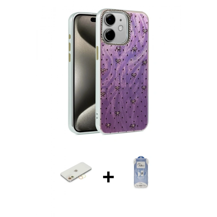 MARSİLYAN™- iPhone 11 Kılıf Zirve Modern Prime - Siyah Joko Magic 5D Cam + Renkli Kamera Lens Koruma Cam - SI
