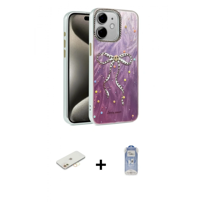 MARSİLYAN™- iPhone 11 Kılıf Zirve Modern Prime - Siyah Joko Magic 5D Cam + Renkli Kamera Lens Koruma Cam - SI