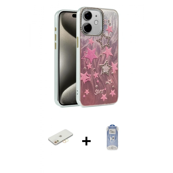 MARSİLYAN™- iPhone 11 Kılıf Zirve Modern Prime - Siyah Joko Magic 5D Cam + Renkli Kamera Lens Koruma Cam - SI