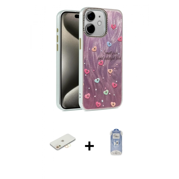MARSİLYAN™- iPhone 11 Kılıf Zirve Modern Prime - Siyah Joko Magic 5D Cam + Renkli Kamera Lens Koruma Cam - SI